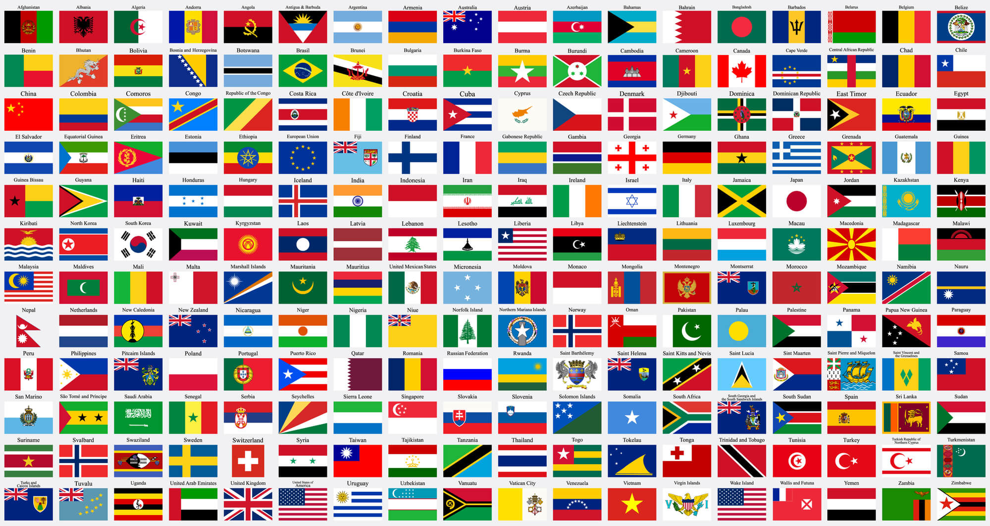 Alphabetical world flags